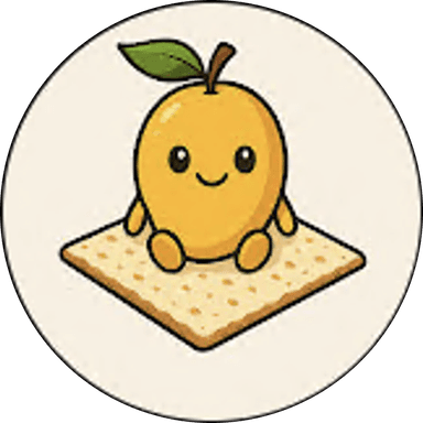 MatzoMango logo — a smiling mango sitting on a piece of matzo